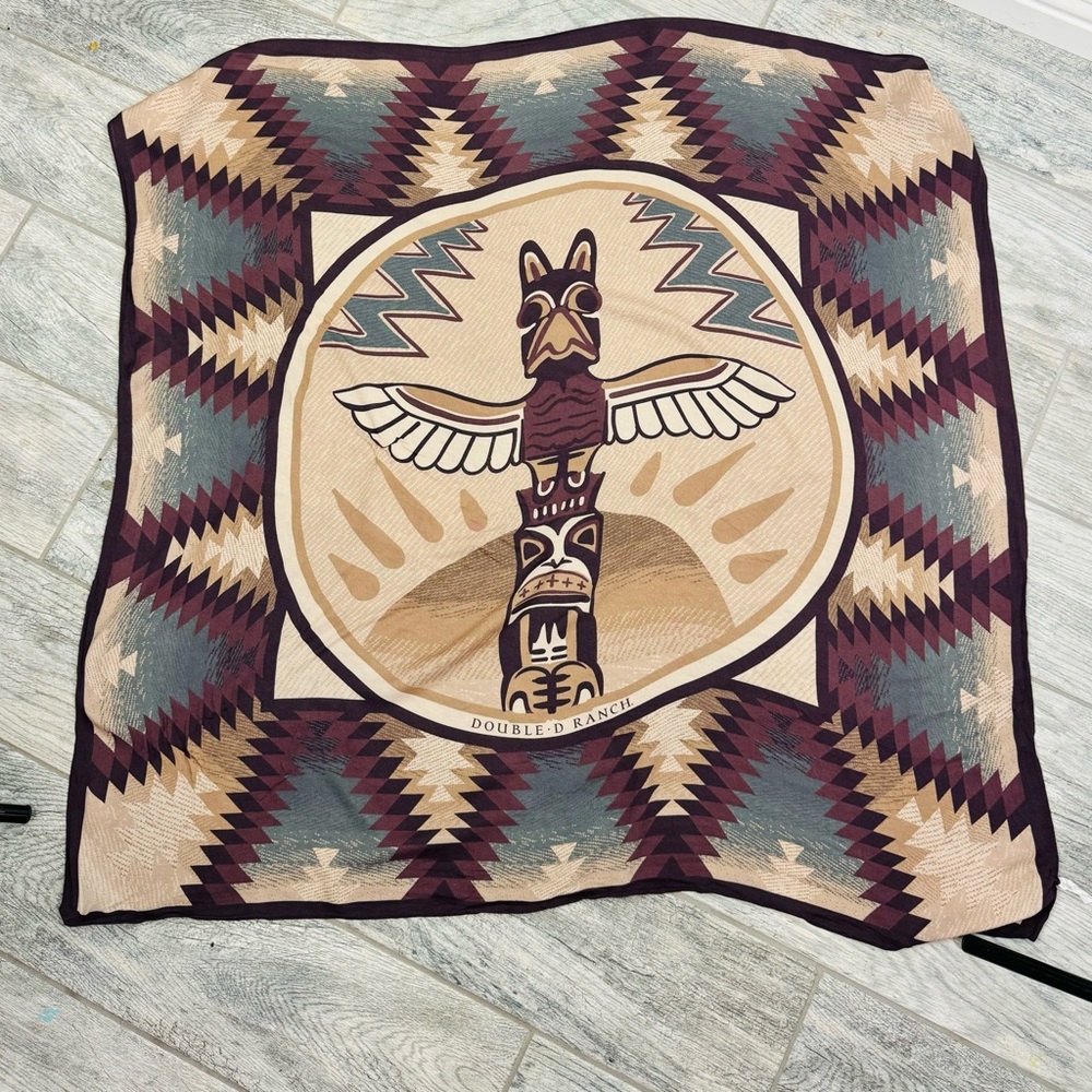 Double D Ranch New Totem Pole Brown Scarve 35x35 Square Scarf